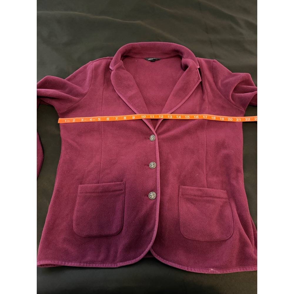 Lands End Womens Fleece Blazer Jacket Berry Pink Anchor Buttons Size M 10-12 - Picture 7 of 13